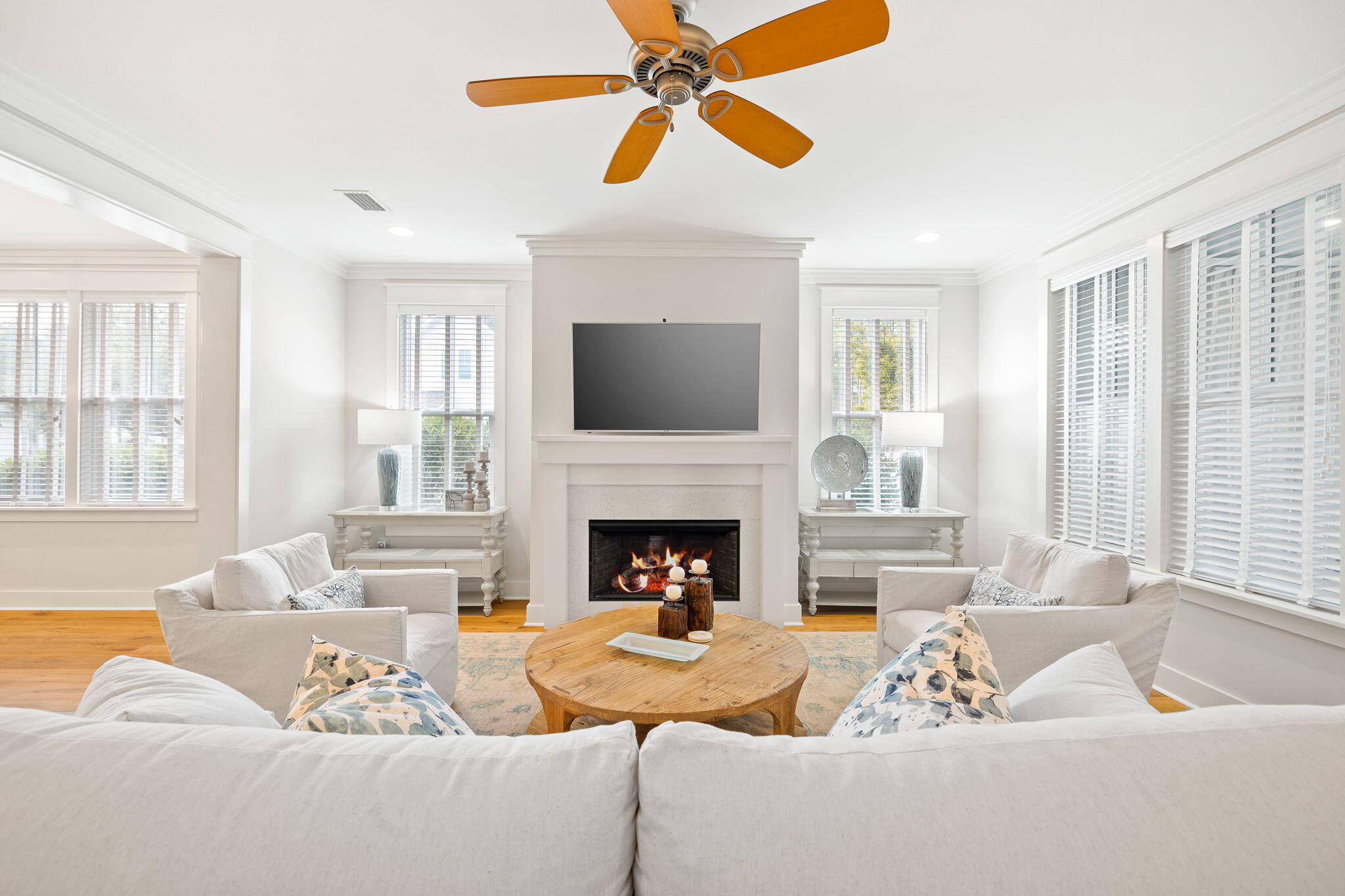 178 Jack Knife Drive Inlet Beach, FL 32461 - Photo 34 of 69 a living room with furniture a fireplace and a large window
