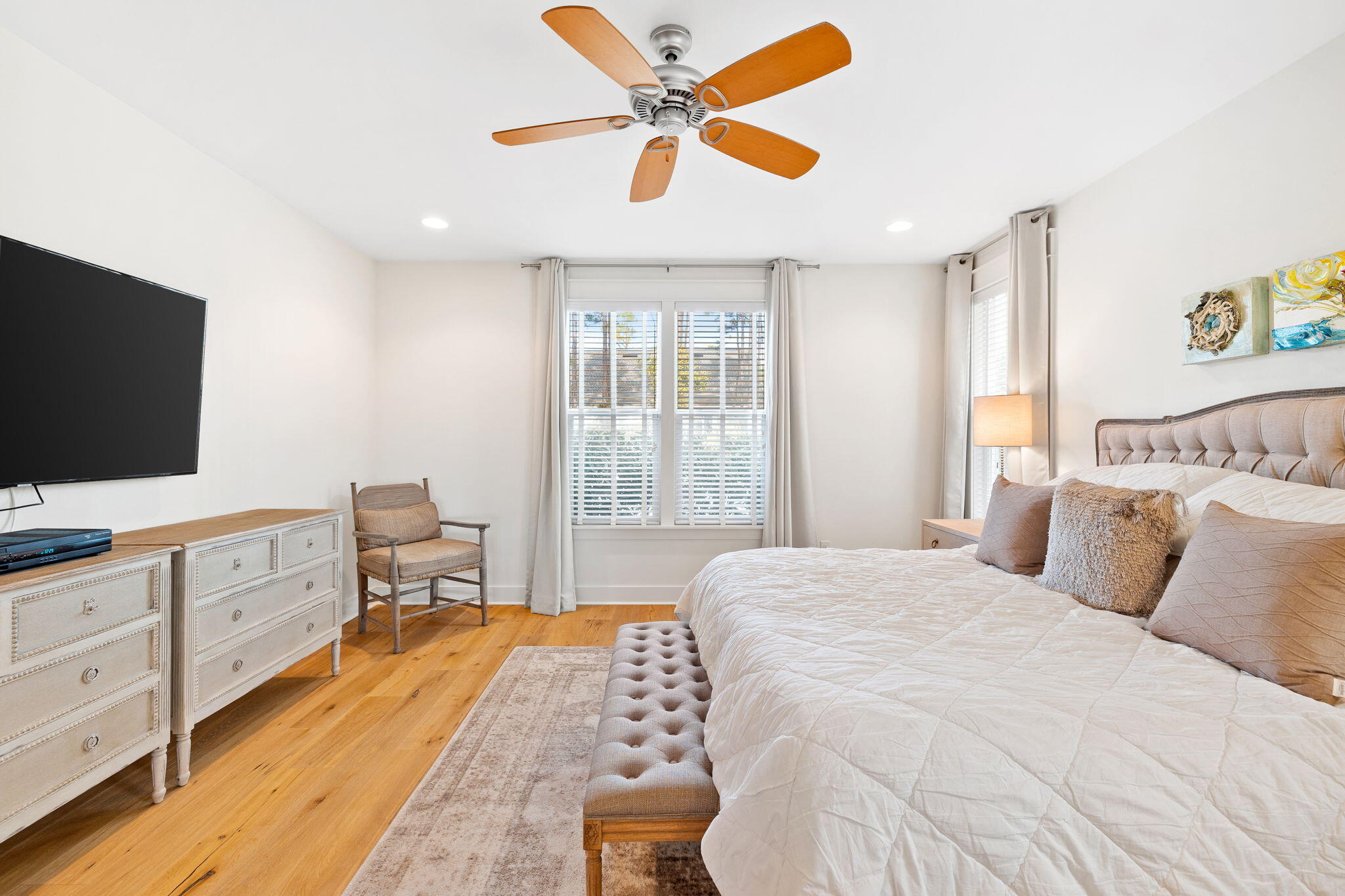 178 Jack Knife Drive Inlet Beach, FL 32461 - Photo 42 of 69 a bedroom with a bed and a flat screen tv on dresser