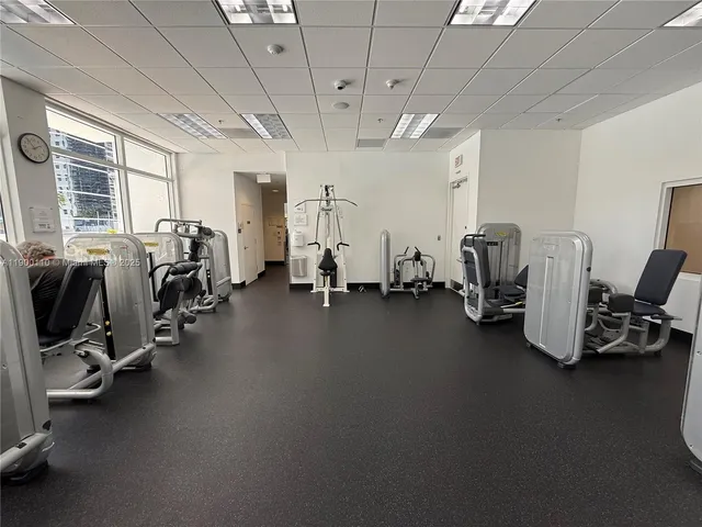 a view of a room with gym equipment