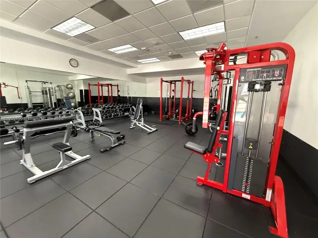 a view of a room with gym equipment