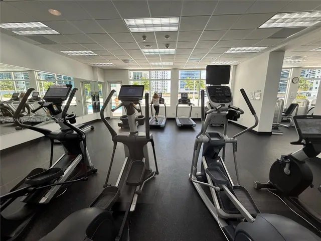a view of a room with gym equipment