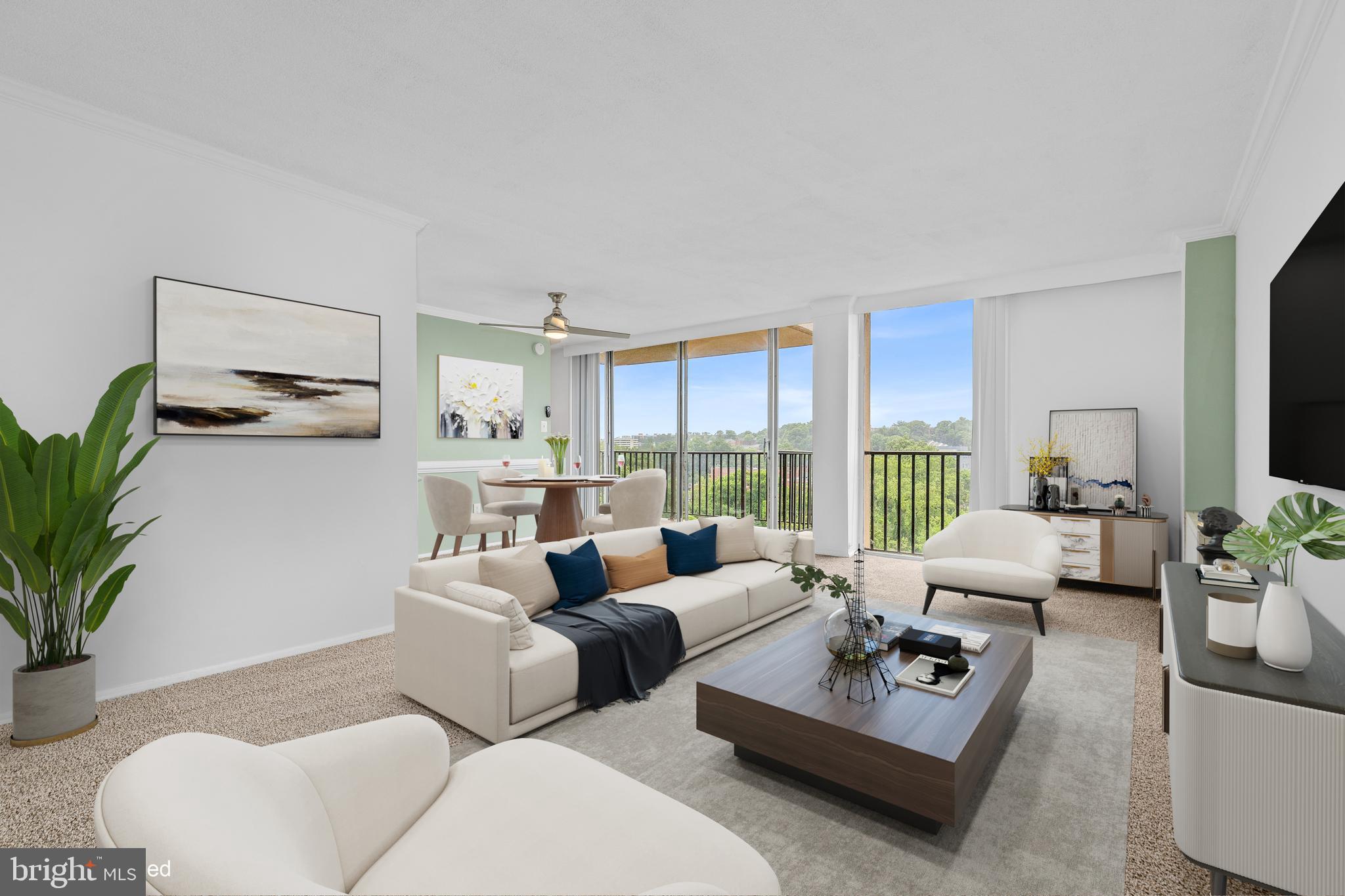 4600 South Four Mile Run Drive, Unit 1142 Arlington, VA 22204 - Photo 1 of 34 a living room with furniture floor to ceiling window and a flat screen tv