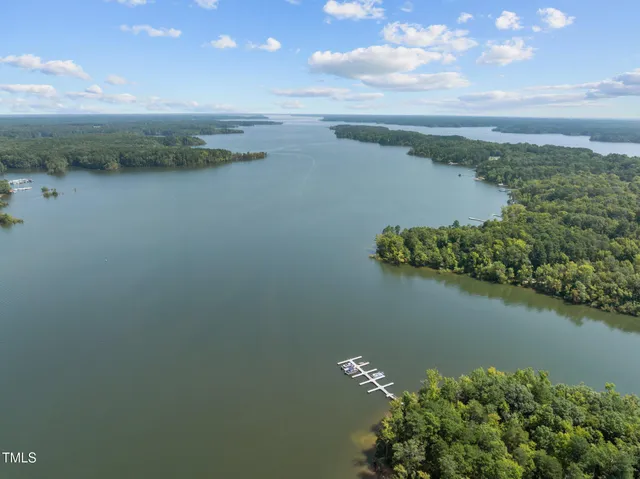 a view of a lake with a city view