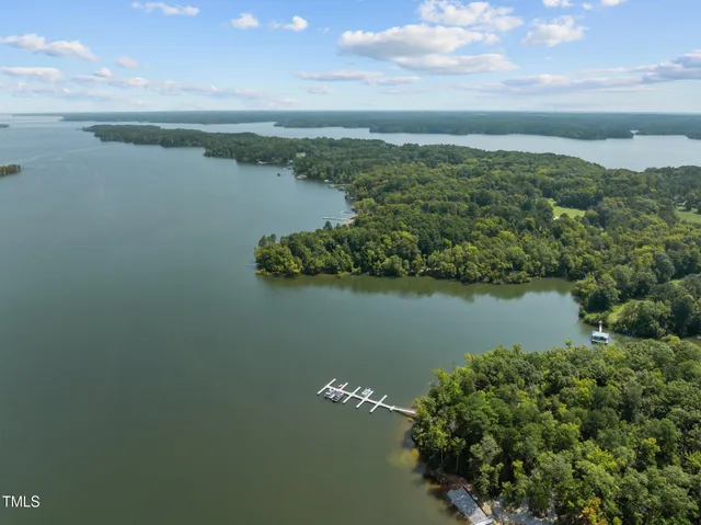 a view of a lake with a city