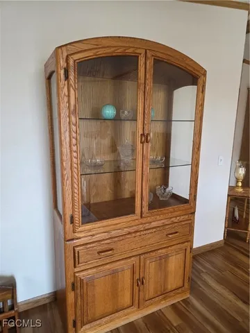 a bathroom with a mirror