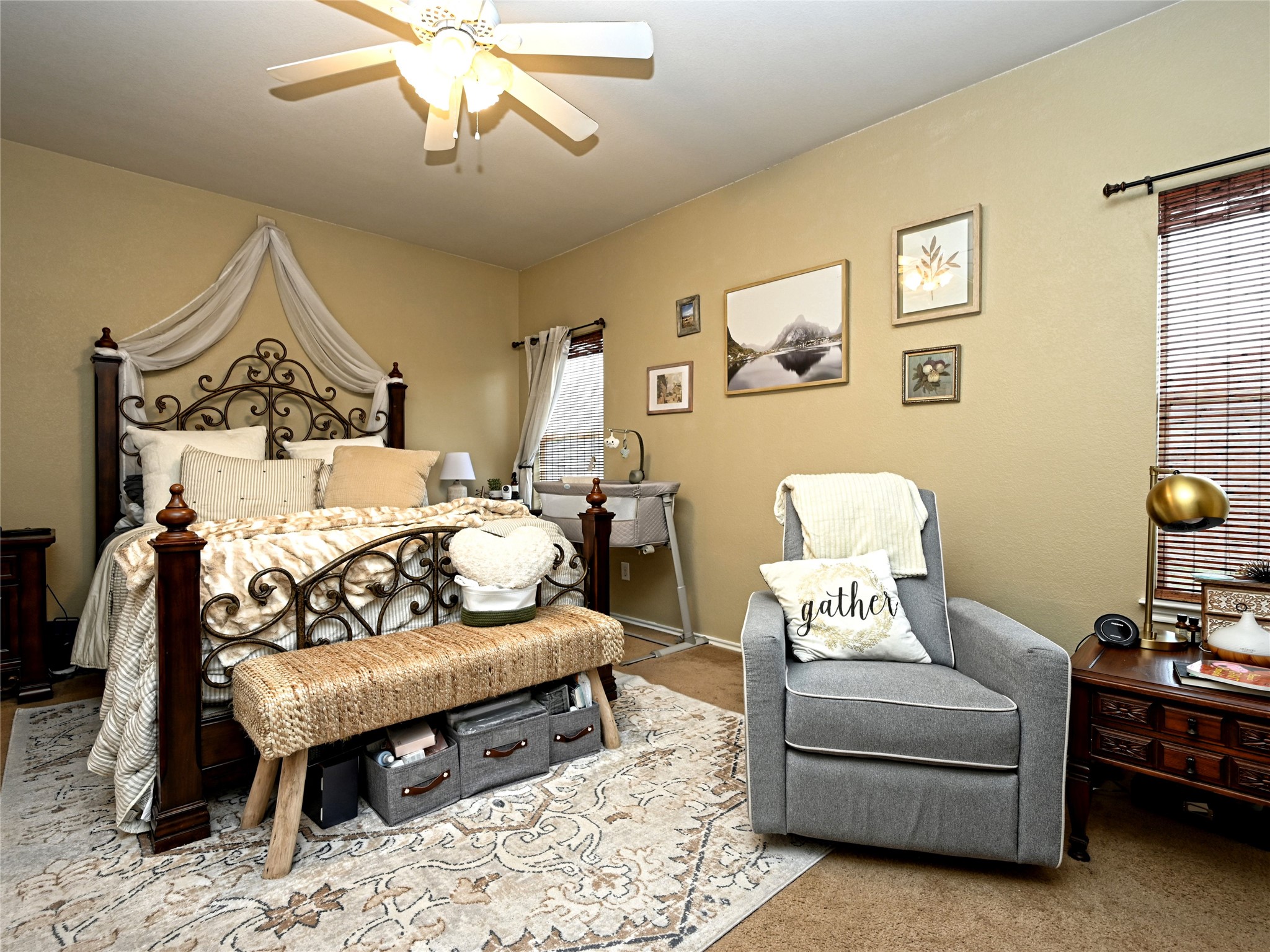 11401 Dimmitt Street Manor, TX 78653 - Photo 14 of 23 a bedroom with a bed and wooden floor