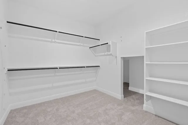 a view of an empty walk in closet