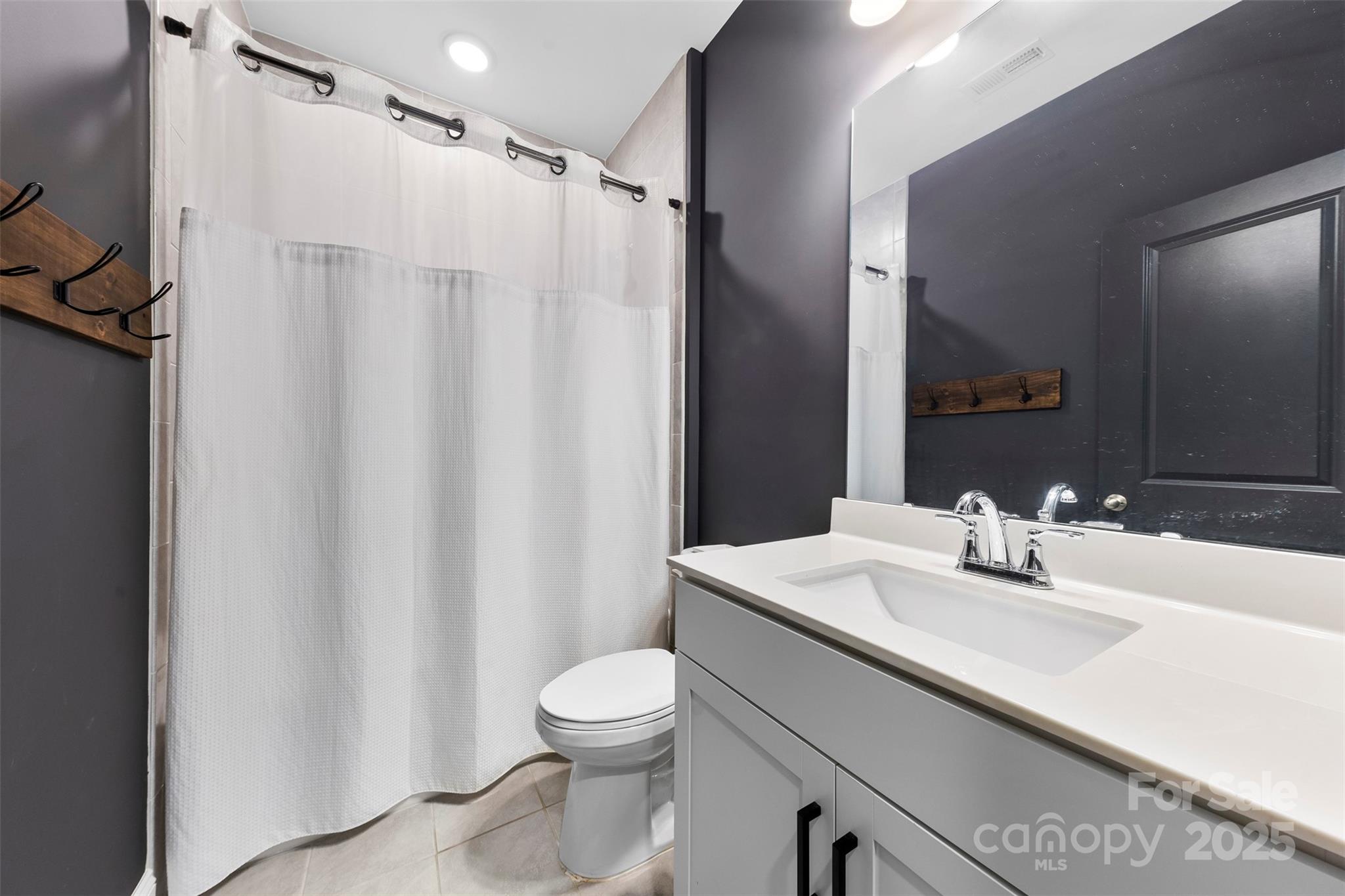 6261 Six String Court Fort Mill, SC 29708 - Photo 16 of 31 a bathroom with a sink a toilet a mirror and shower curtain