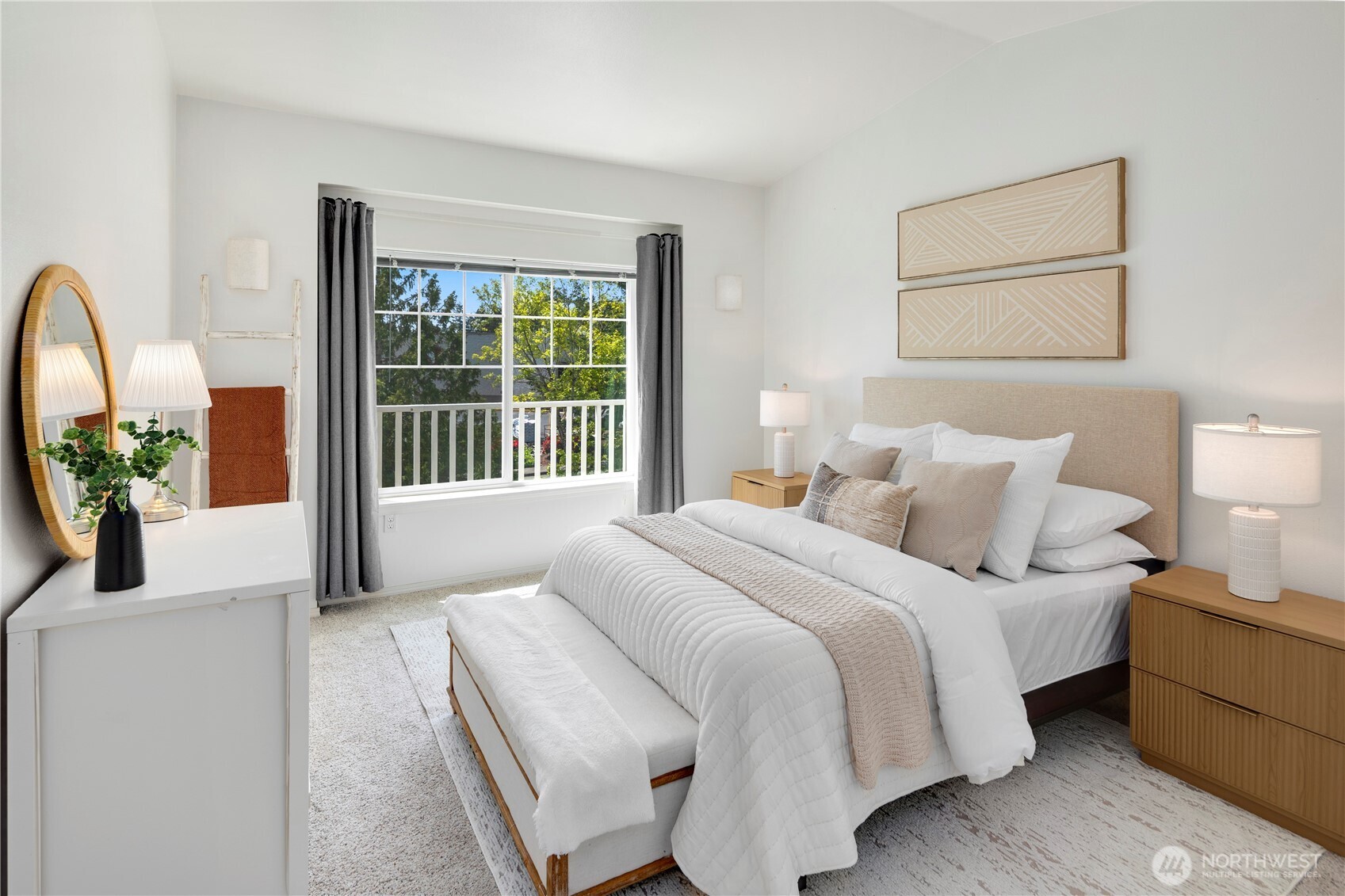 14120 Southeast 171st Way, Unit C303 Renton, WA 98058 - Photo 7 of 21 a bedroom with a balcony a bed and a large window