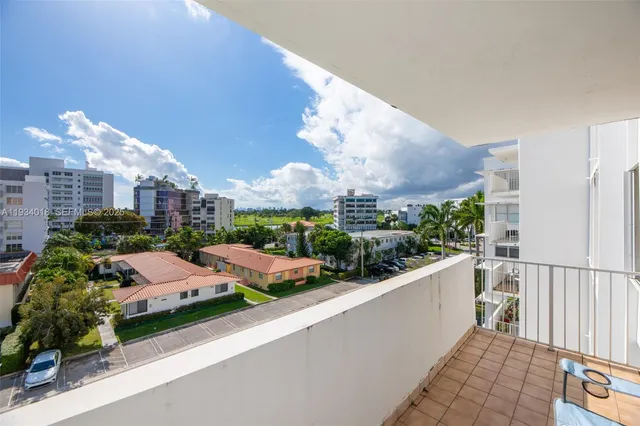 a view of a balcony with city view