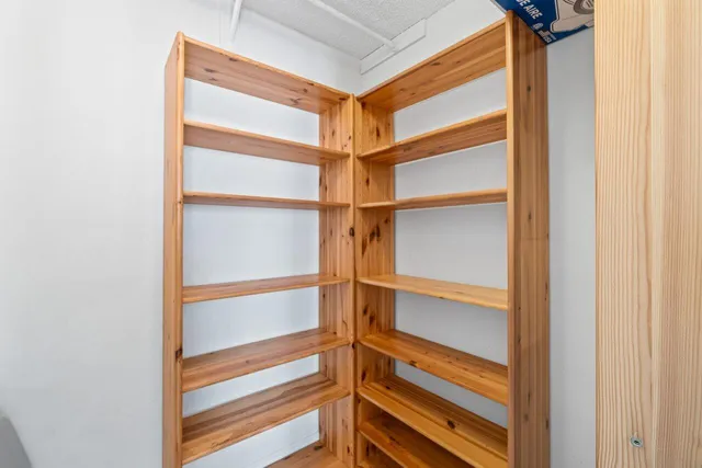 a view of an empty walk in closet