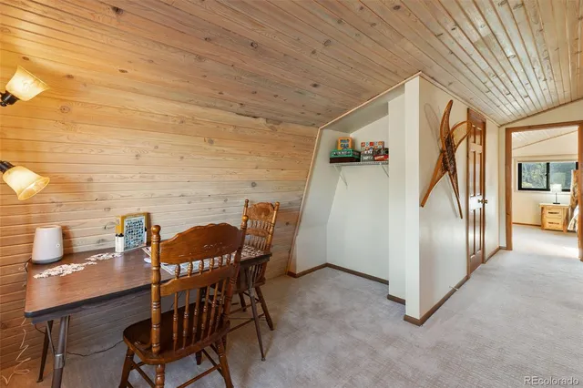 a outdoor dining space with furniture