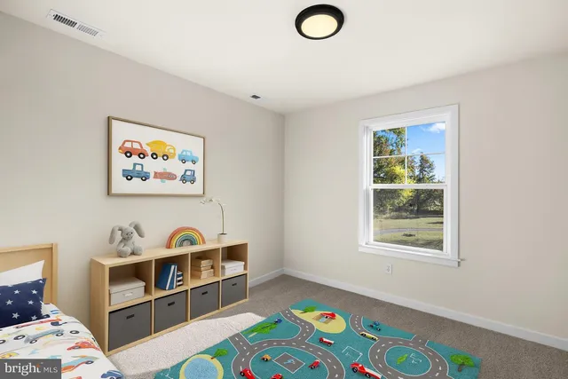 a bedroom with furniture and a window