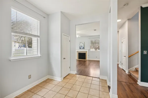 a view of entryway with wooden floor