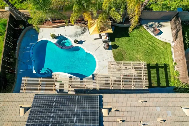 a view of a building with a patio