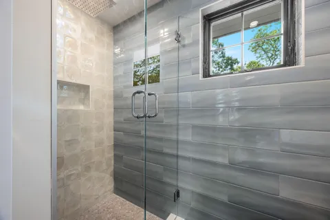 a bathroom with a shower