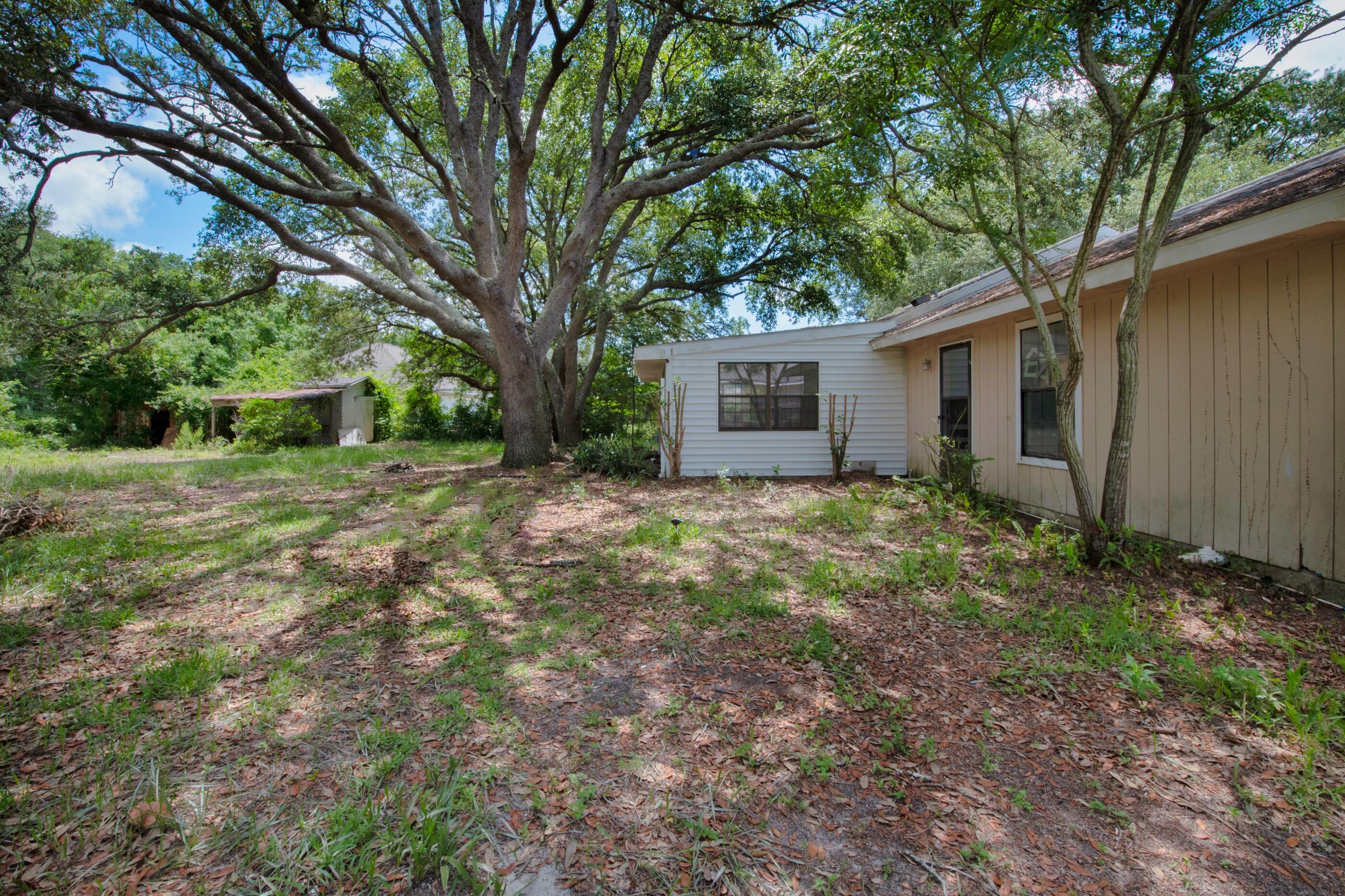 8156 4th Street Navarre, FL 32566 - Photo 21 of 23 a view of a backyard with large trees and plants