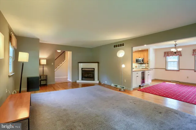 a view of a livingroom with a fireplace