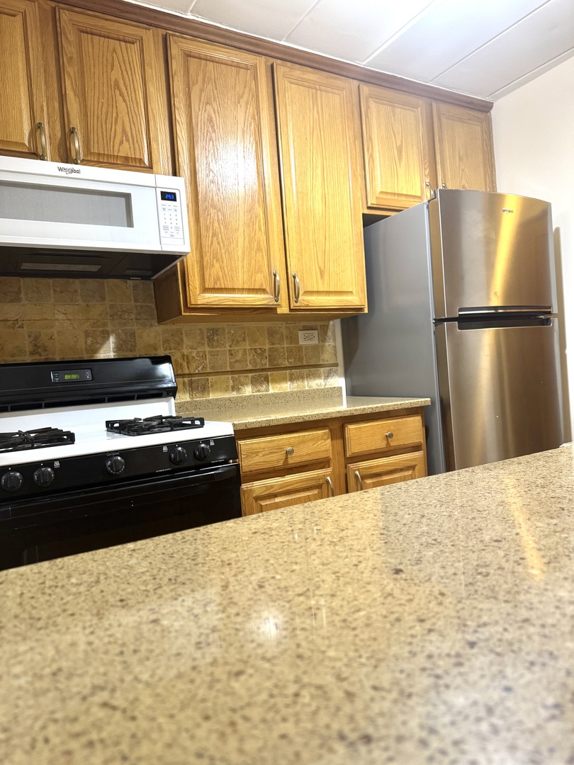 300 South Roselle Road, Unit 207 Schaumburg, IL 60193 - Photo 3 of 17 a kitchen with a stove a refrigerator and a window