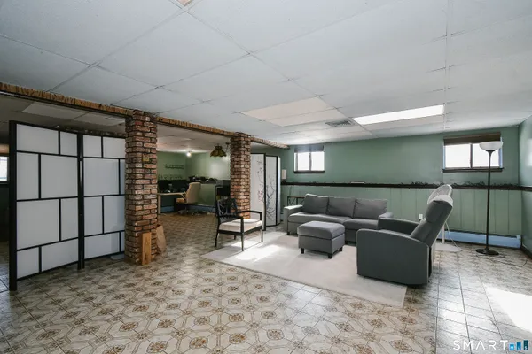 a living room with furniture