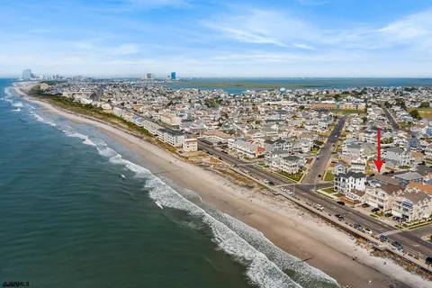 a city view with nearby beach
