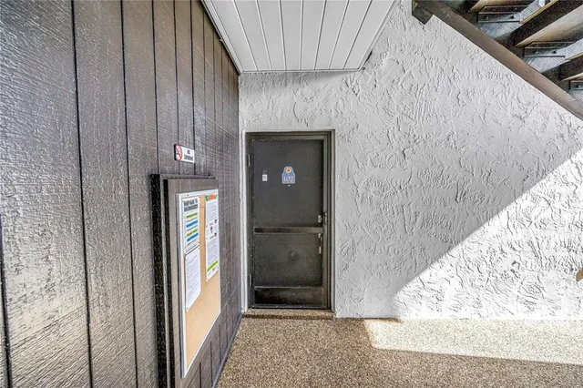 a view of wooden door