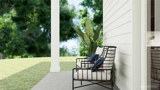 a view of balcony with a garden