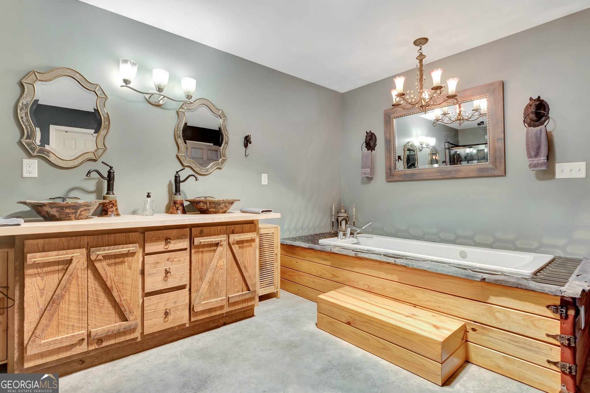 860 North Walker's Mill Road Griffin, GA 30223 - Photo 50 of 116 a bathroom with a sink vanity and a mirror