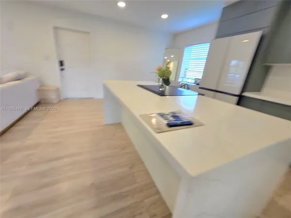 a living room with a sink