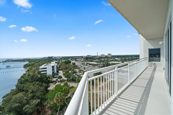 a view of city and balcony