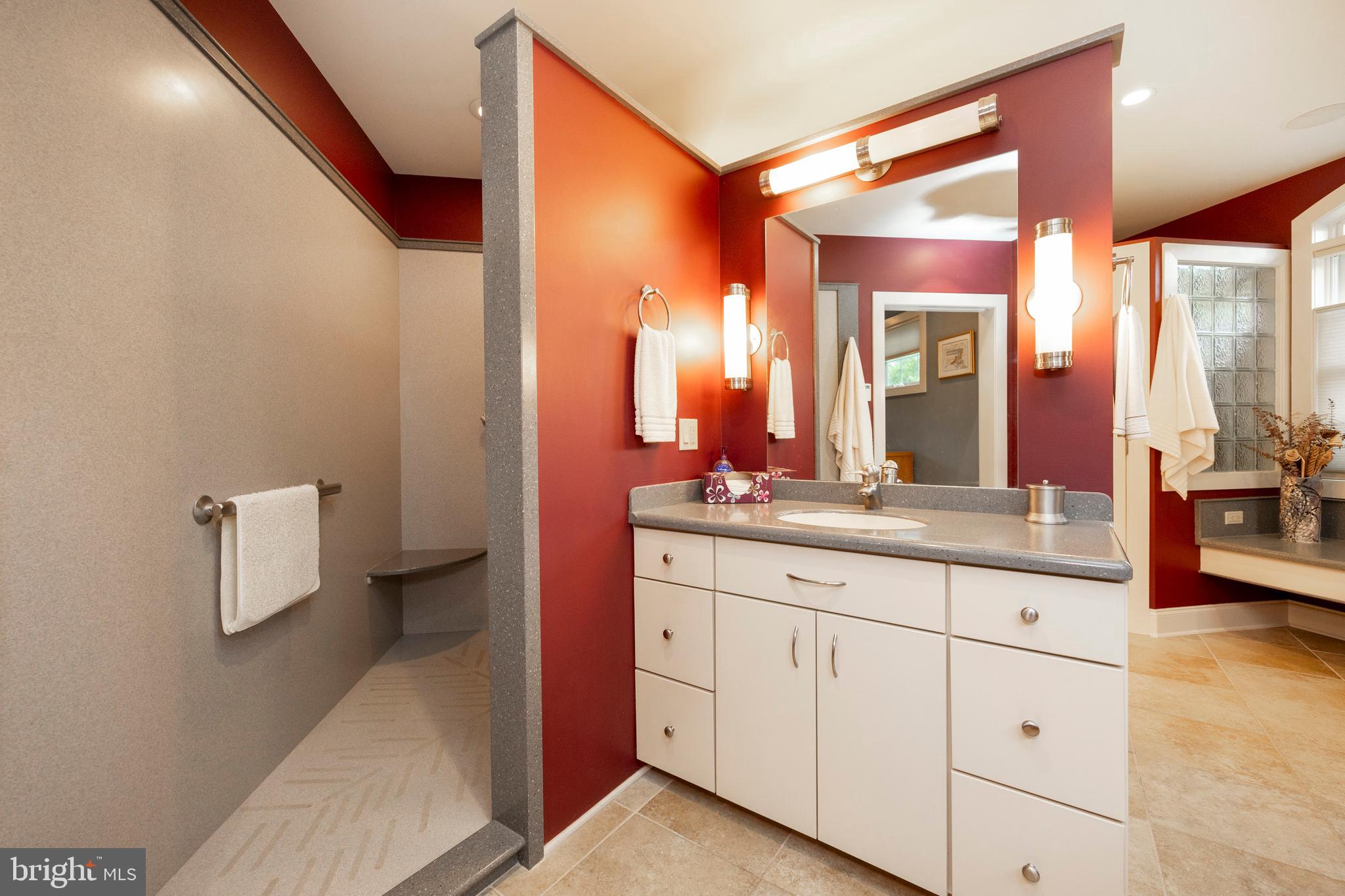 1720 St Peters Road Pottstown, PA 19465 - Photo 29 of 65 a bathroom with a granite countertop sink and a mirror