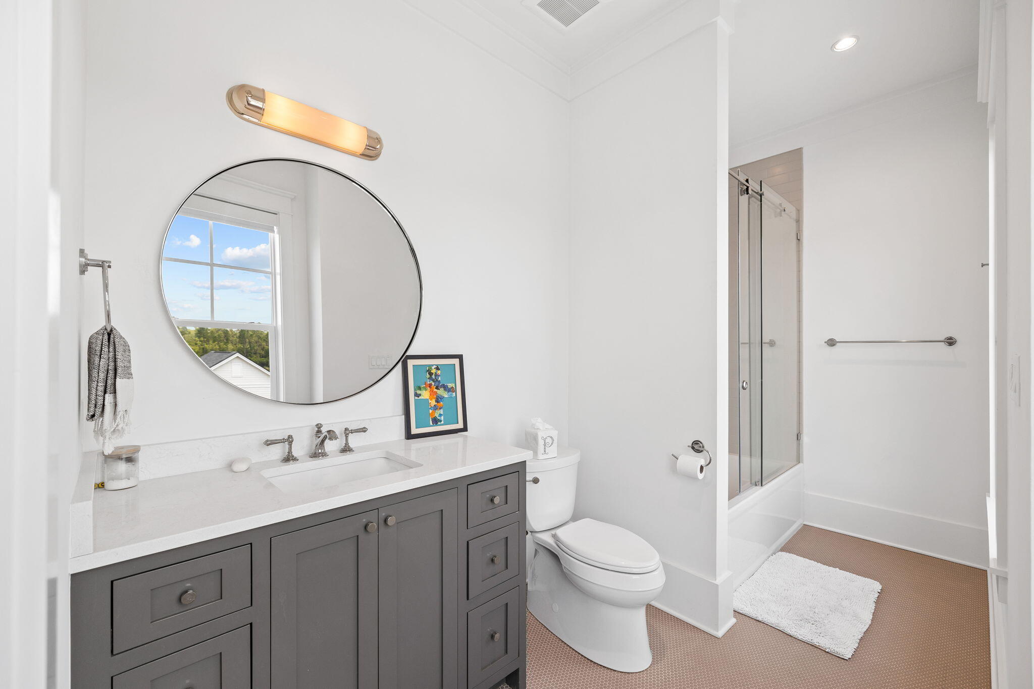 12 Needle Cast Ln Inlet Beach Inlet Beach, FL 32461 - Photo 37 of 74 a bathroom with a toilet a sink a mirror and vanity