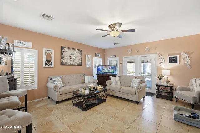 a living room with furniture