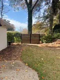 a view of a yard with an trees