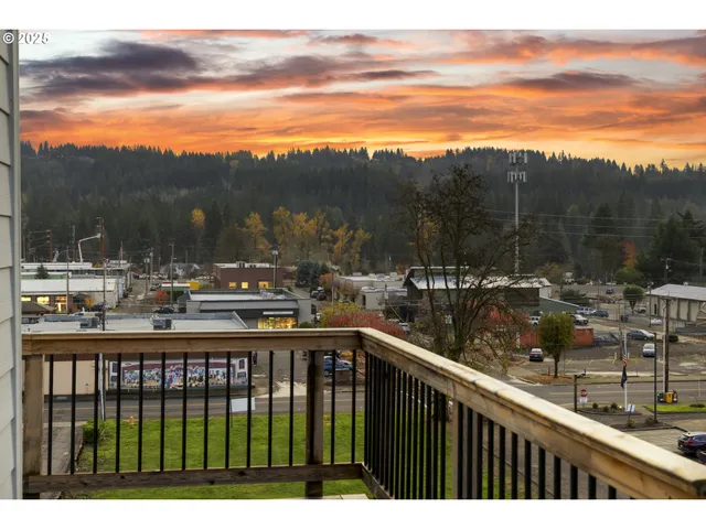 a view of city from a balcony