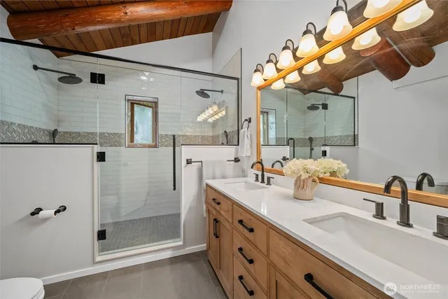 a view of a lake with a yard