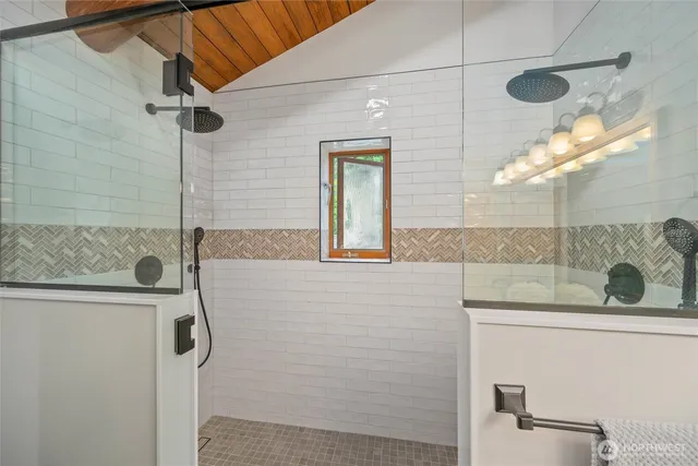 a view of a lake with a building in background