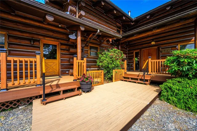 a backyard of a house with seating space