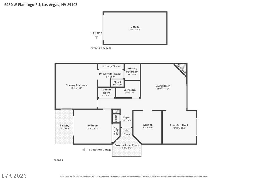 6250 West Flamingo Road, Unit 110 Las Vegas, NV 89103 - Photo 24 of 25 Representative floor plan and garage