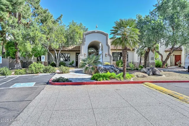 a front view of a house with entertaining space
