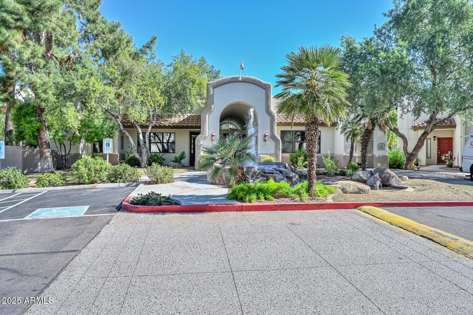 a front view of a house with entertaining space