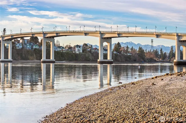 a view of a lake with a mountain view