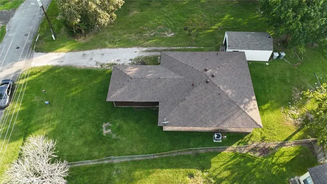 an aerial view of a house
