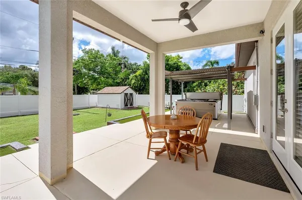 a outdoor space with furniture