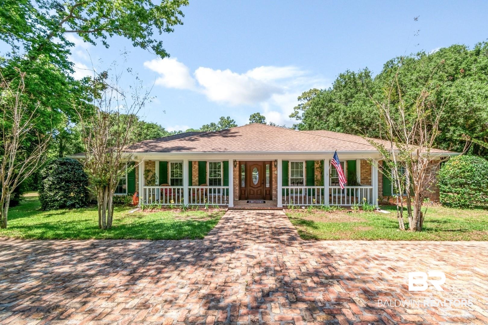 8220 Fordham Road Mobile, AL 36619 - Photo 1 of 41 Ranch-style house with covered porch and a front yard