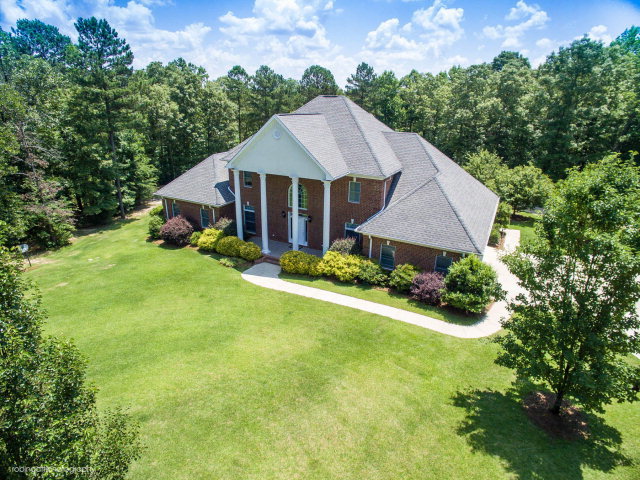 an aerial view of a house