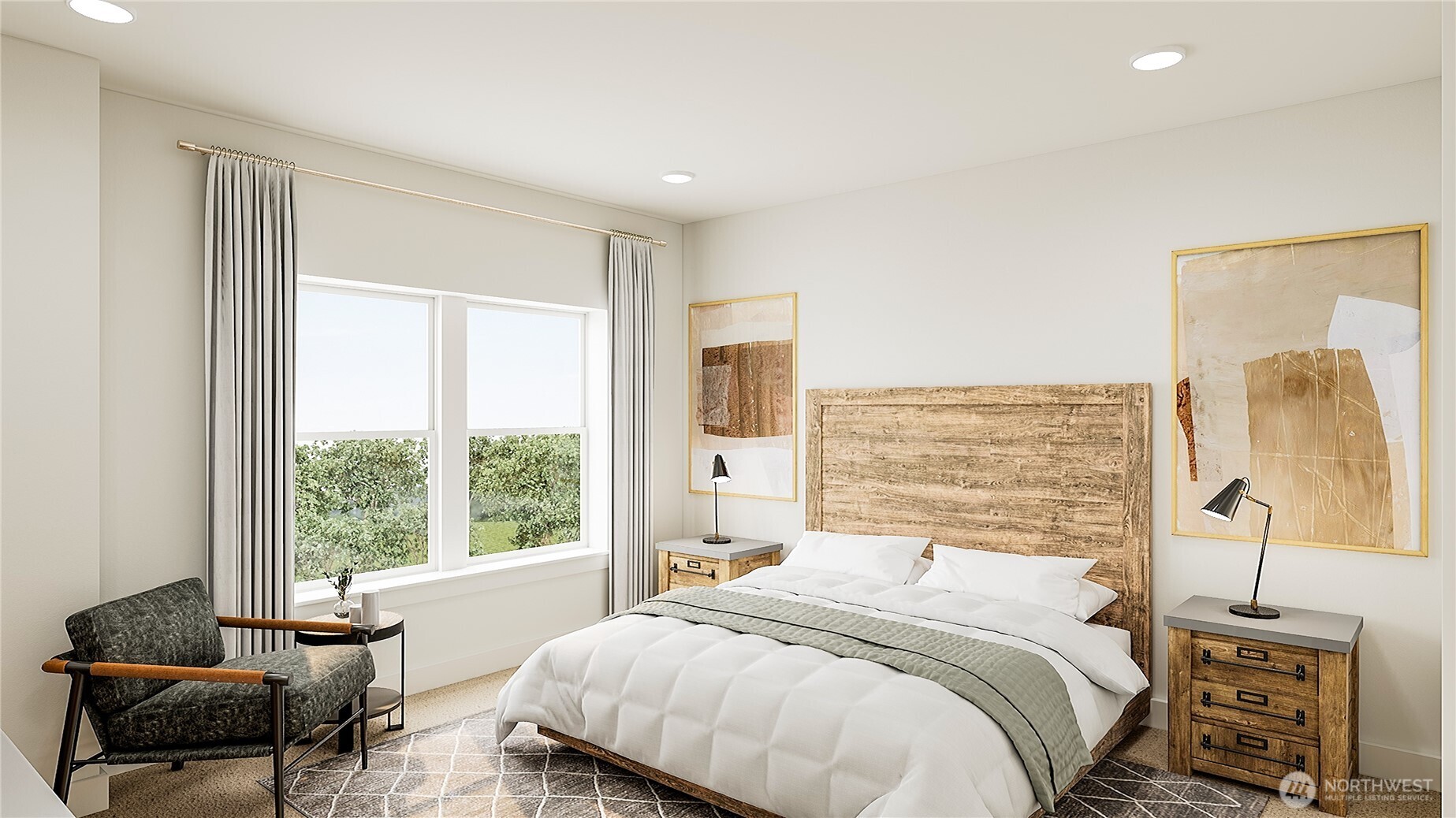 18811 99th Court Northeast, Unit B Bothell, WA 98011 - Photo 11 of 17 a bedroom with a bed and a couch