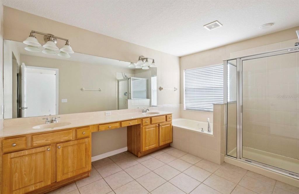 3533 Juneberry Drive Wesley Chapel, FL 33543 - Photo 8 of 12 a large bathroom with a double vanity sink mirror and a bathtub