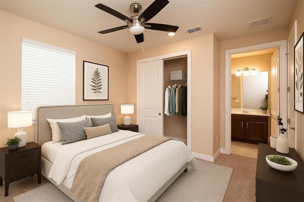 7845 Wandering Way Orlando, FL 32836 - Photo 52 of 61 a bedroom with a bed and a chandelier