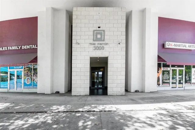 a front view of a building